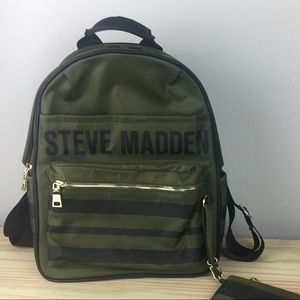 NWT STEVE MADDEN BFORCE STRIPE OLIVE BACKPACK .